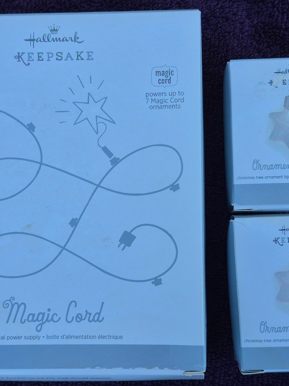 Hallmark Keepsake Magic Cord + 2 Ornament Spotlights – New Unused Bundle